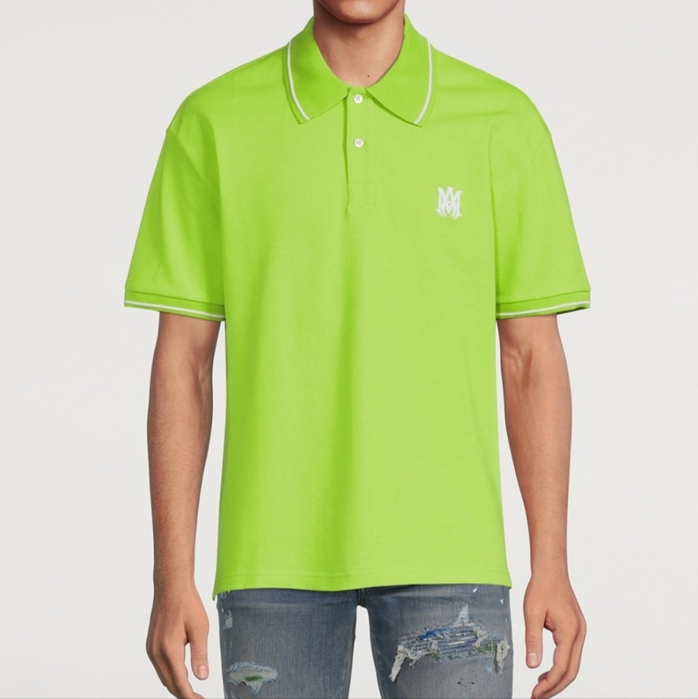 High End AMIRI Embroidered Logo Cotton Polo Shirt